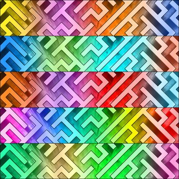 Set of colorful maze headers. High resolution 3D image