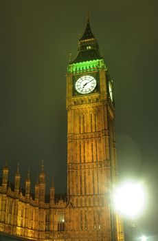 The houses of parliament and Big Ben illuminated at night 