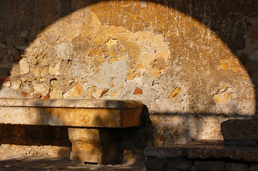Old stone bench - concept of peace and inner stillness