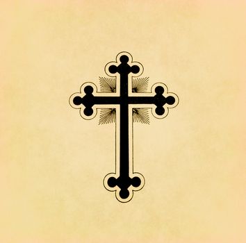 Vintage christian cross on old paper