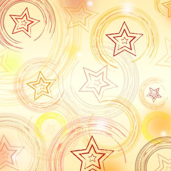 retro background with illustrated stars and abstract circles in beige