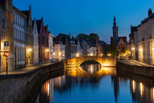 Bruges (Brugge) canal in the evening, Belgium