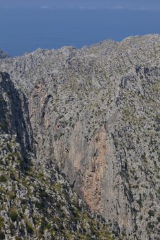 beautiful landscape panorama with mountain and mediterranean sea in summer