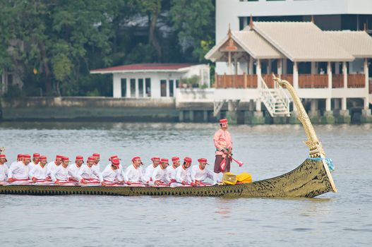 BANGKOK - NOVEMBER 2: Boat participating at a dress rehearsal for the Royal Barge Procession to celebrate the 85th birthday of King Bhumibol Adulyadej in Bangkok, Thailand on November 2, 2012.