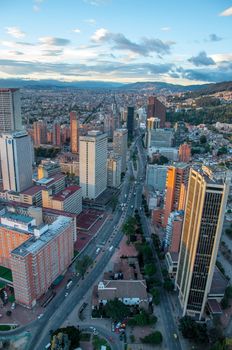 A view from the center of Bogota, Colombia looking to the north.