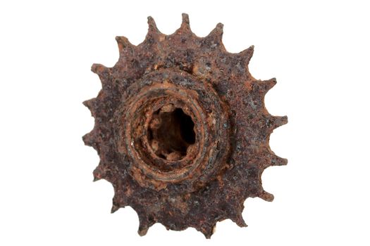 Old rusty gear, isolated on white background