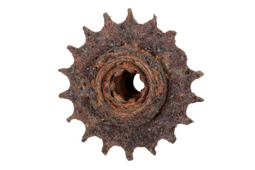 Old rusty gear, isolated on white background