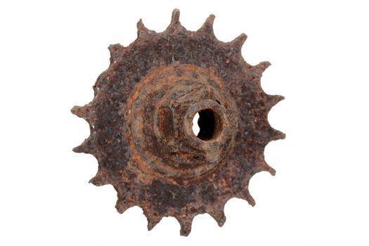 Old rusty gear, isolated on white background