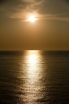 beautiful golden  seascape sunset sunrise in summer