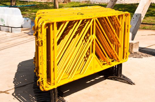 Yellow iron fence. Posed stack a lot.