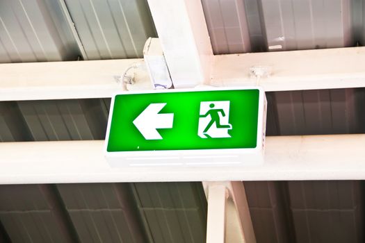 Fire exit signs in the green box. Used as a background.