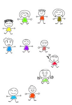 Cartoon numbers 5 and many children