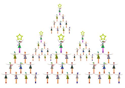 Christmas tree formed by people