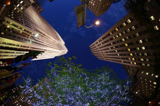 NEW YORK, USA - 10 OCTOBER: GE Building at Rockefeller Center at night 10 october 2012, New York. The 70 story building is 10th largest in the city and centerpiece of the Rockefeller Center complex.