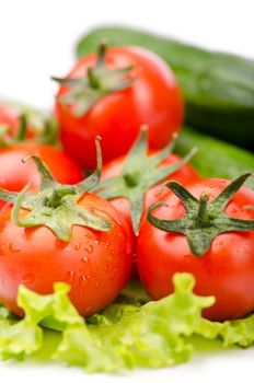 Cucumbers and tomatoes ready for salad