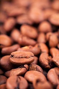 Close up view of coffee beans.