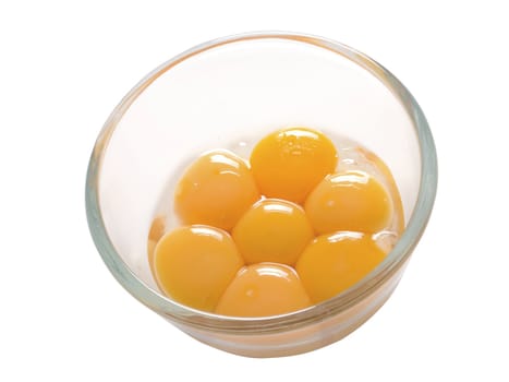 close up of separated egg yolks