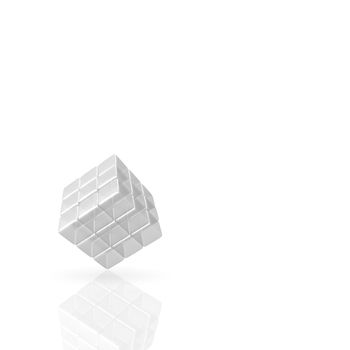 3D Glass Cube on white Background