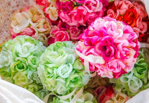 Colorful fabric flowers