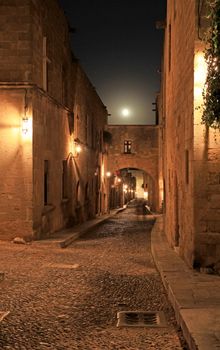 The ancient street of the knights in Rhodes Greece