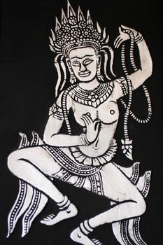 A piece of ink rubbing of the ancient rock carvings at Angkor, Cambodia