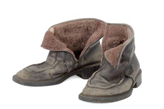 Old boots, isolated on white background