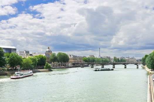 Pleasure boats on the Seine in Paris. France