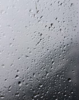 Water drops on window glass after rain
