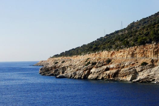 Mediterranean shore of Turkey . The autumn seaside