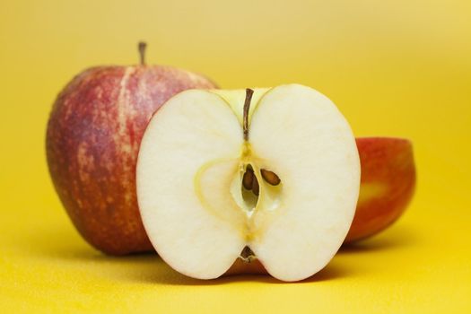 Red apple with cut slices