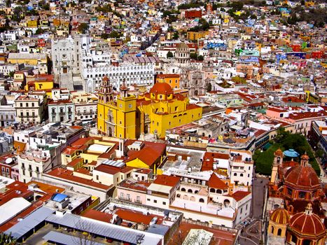 GUANAJUATO, GUANAJUATO/MEXICO � FEBRUARY 17: Guanajuato World Heritage Site, historic city view of 16th century buildings and houses of vivid colors shown on February 17, 2010 in Guanajuato, Mexico