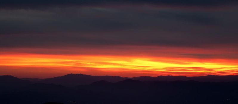 Blue Ridge Parkway Scenic Landscape Appalachian Mountains Ridges Sunset Layers over Great Smoky Mountains National Park