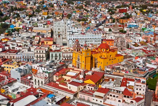 GUANAJUATO, GUANAJUATO/MEXICO � FEBRUARY 19: Guanajuato World Heritage Site, historic city view of 16th century buildings and houses of vivid colors shown on February 19, 2010 in Guanajuato, Mexico.