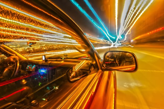 View from a moving vehicle gives feeling of a speed of light as timetravel