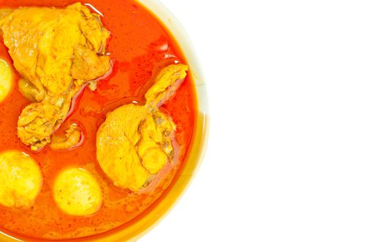 Most delicious spicy Thai food, Chicken curry (Mussaman curry) on white background