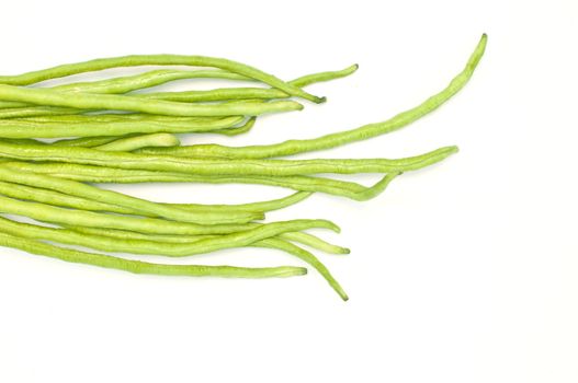 Green beans on white background