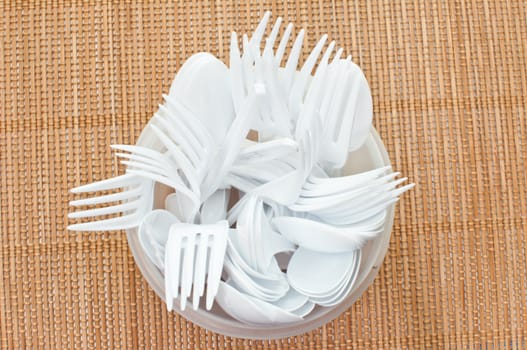 Plastic spoon and fork