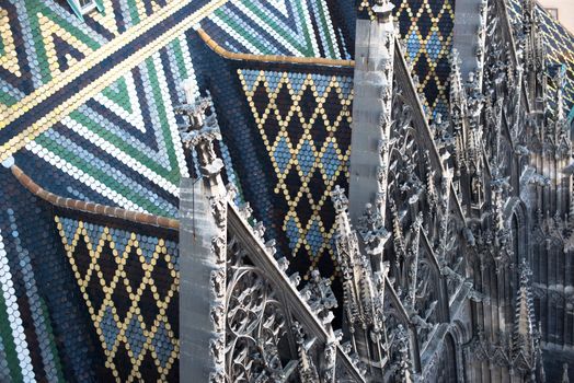 St.Stephan cathedral (also called Steffel) with its beautiful tiled roof in Vienna, Austria