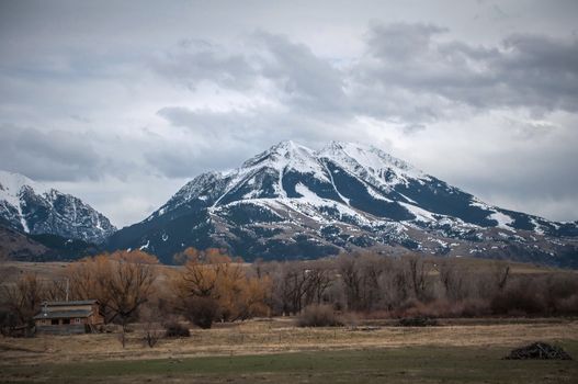 rocky mountains at yellowstone river