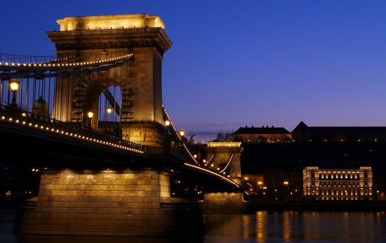 Budapest Chain Bridge at dawn.