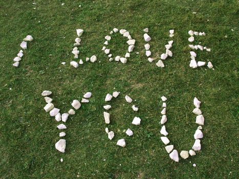 I love you texture written with stones