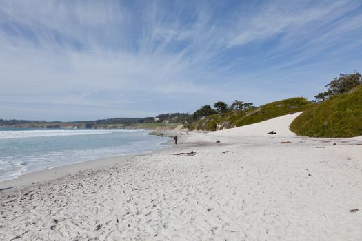 Huge clean white sandy beach in Carmel-by-the-Sea, California
