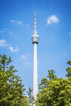 A photography of the first tv broadcasting tower of the world in Stuttgart Germany