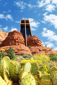 Famous chapel of the Holy Cross, Arizona, USA