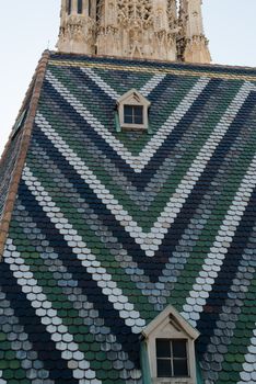 St.Stephan cathedral (also called Steffel) with its beautiful tiled roof in Vienna, Austria