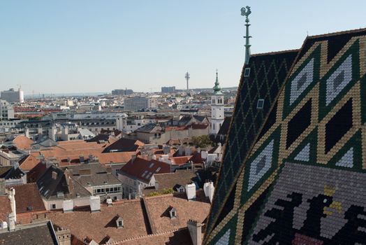 Panorama of Vienna, aerial view from Stephansdom cathedral, Vienna, Austria