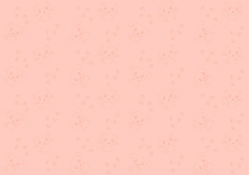 Seamless pattern with cat and dog on a pink background