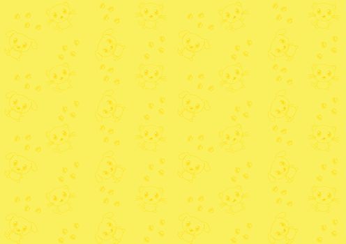 Seamless pattern with cat and dog on a yellow background