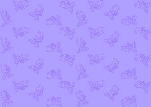 Seamless pattern with grapes on purple background