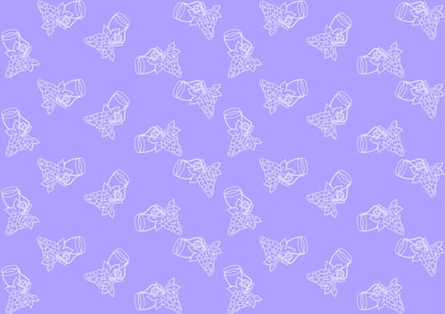 Seamless pattern with grapes on purple background